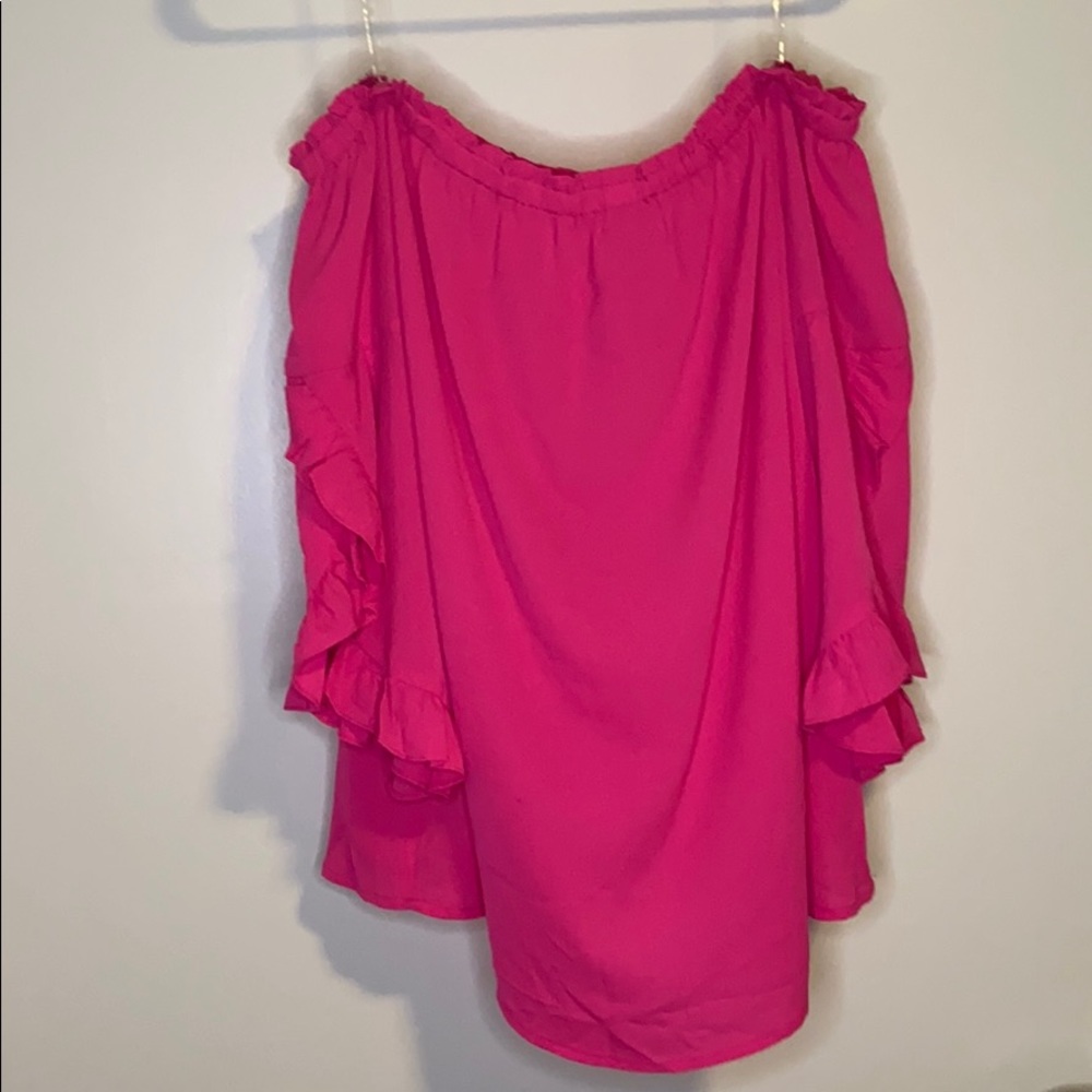 Pink off the shoulder too